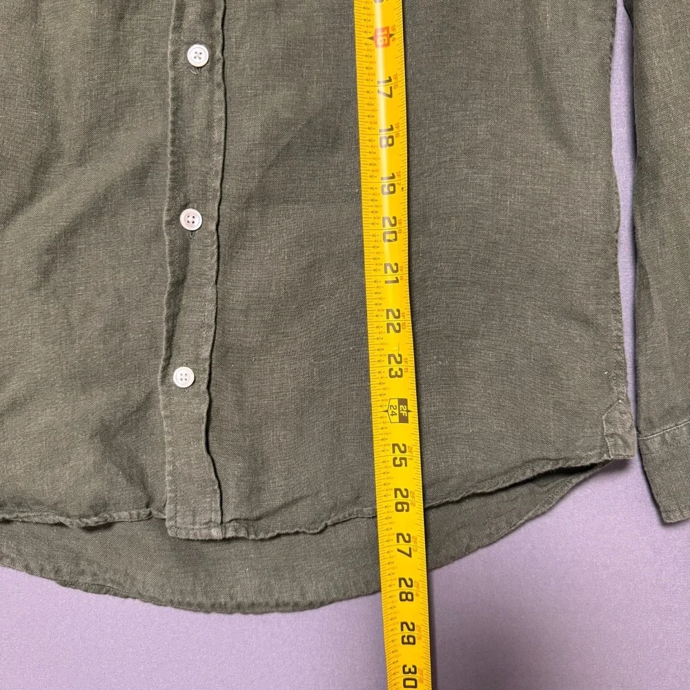 Octobre Editions Button Down Shirt Mens Sz S Green Linen Earthcore Smart Casual